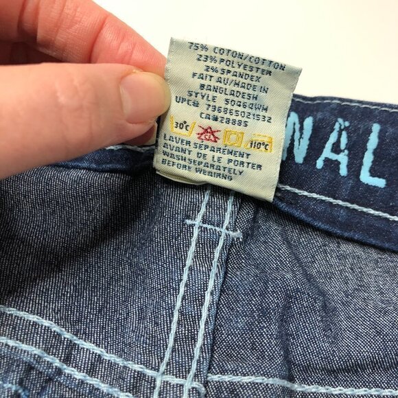 VINTAGE 90s Y2K 725 Originals Blue Dark Denim Flare Capris Pants Pedal Pushers - Picture 12 of 15